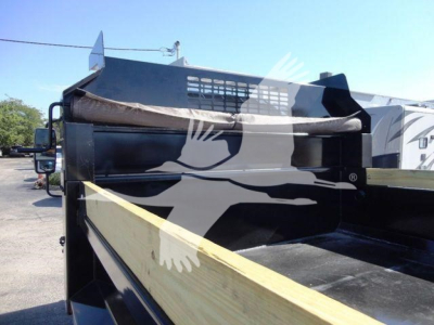 Isuzu NPR HD dump truck bed showing cargo area and side panel.