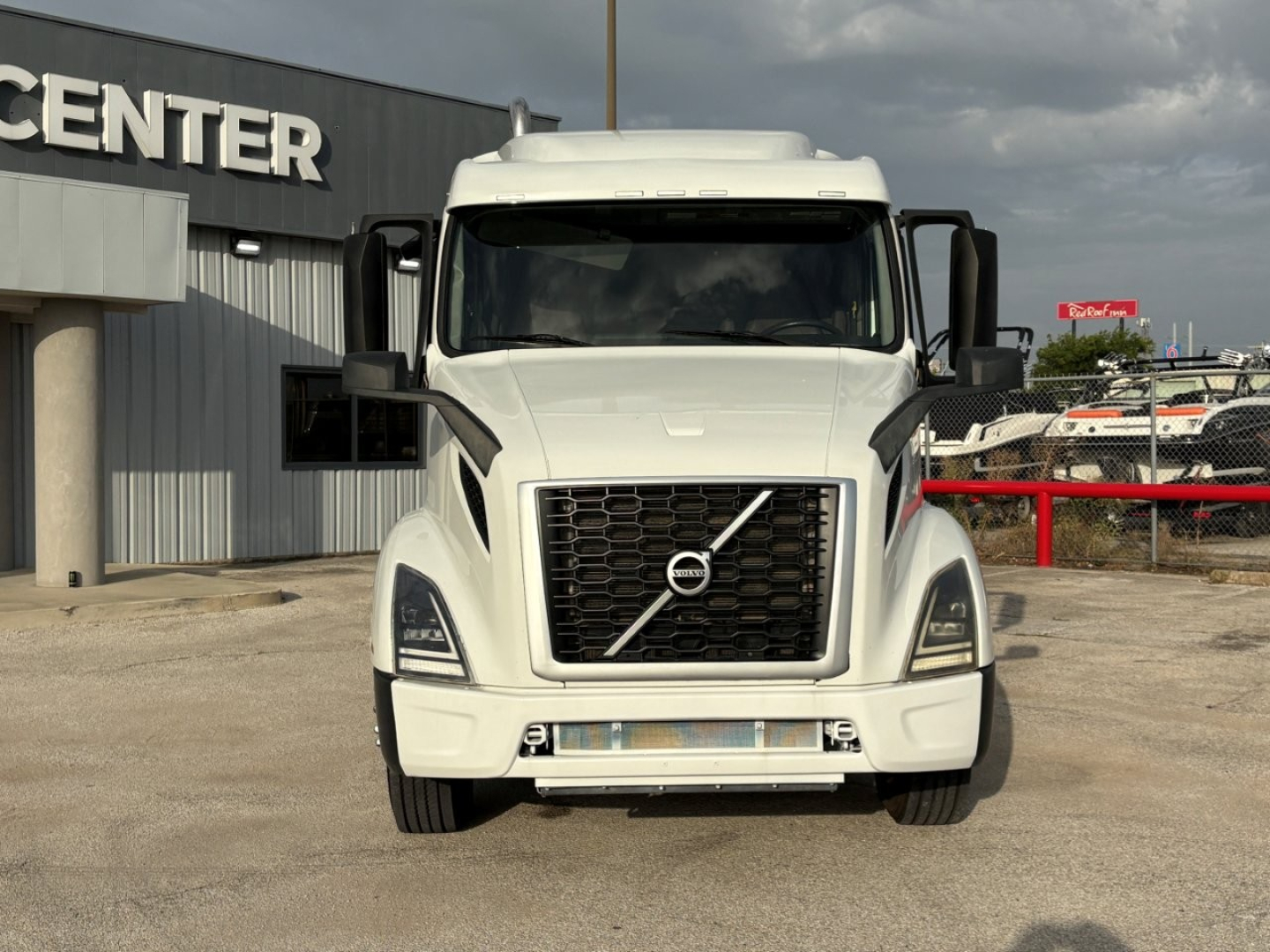 Volvo VNR64T640 cab front view showing bold grille and Volvo emblem