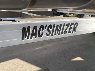 Mac'simizer dump trailer side rail with MAC'SIMIZER branding visible