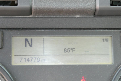 Vehicle instrument cluster display showing N gear, 85°F ambient, 714779 miles.