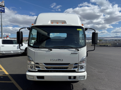 Isuzu NPRGASHD cab and chassis truck front view showing Isuzu badge and grille, headlights, and bumper.