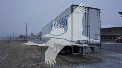 Trailer rear view showing brand graphics and rear doors on a 2020 Wabash dry van trailer with stock number 0004-2 and VIN 1JJV532D1LL162951.