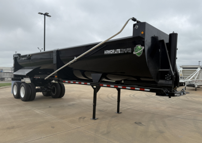 Armor Lite SHD32/48 trailer in black showing dual axle and landing gear with Armor Lite logo.