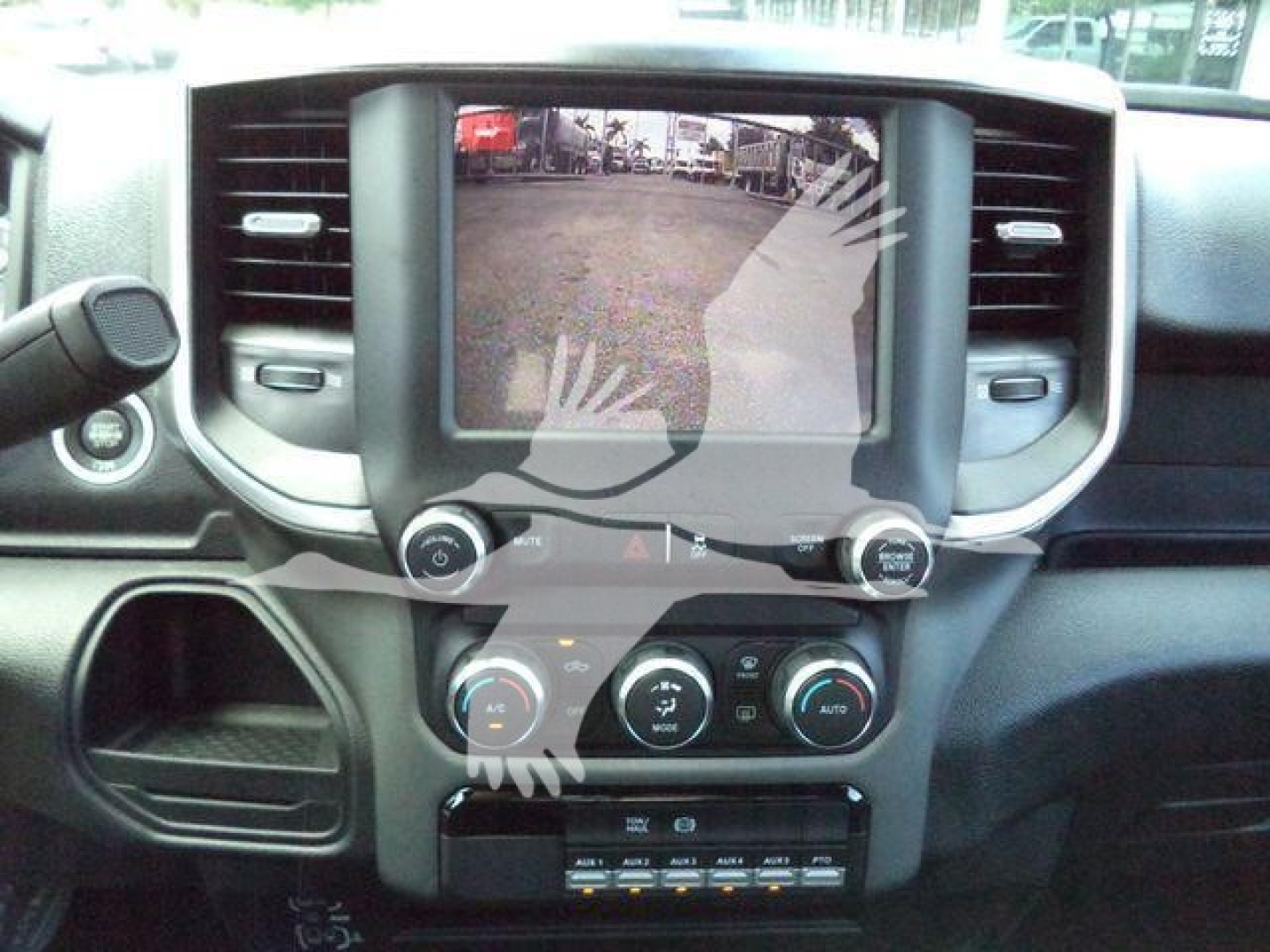 Ram 4500 dashboard center console with touchscreen display and climate controls.