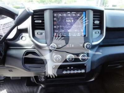 Ram 4500 interior center console with touchscreen display and climate controls visible.