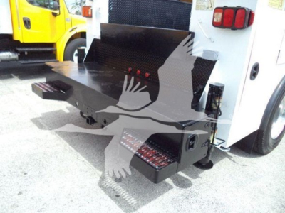 Kenworth T270 service/utility truck rear with platform, step box, and side toolbox visible.