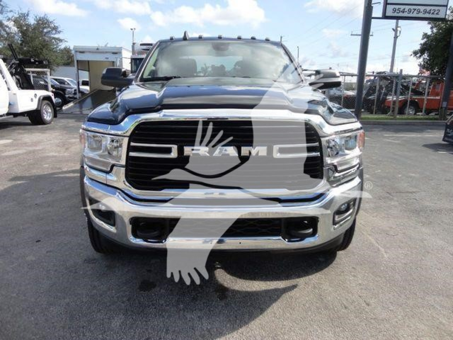 Front view of a 2024 Ram 5500 SLT pickup truck showing chrome grille, Ram emblem, and bumper; stock number J68791; winch category; new vehicle.