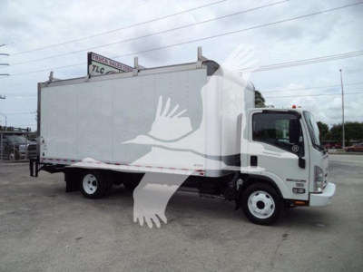 Isuzu NPR-HD box truck showing cargo box and cab with side text not visible; no legible labels or fluid specs visible.