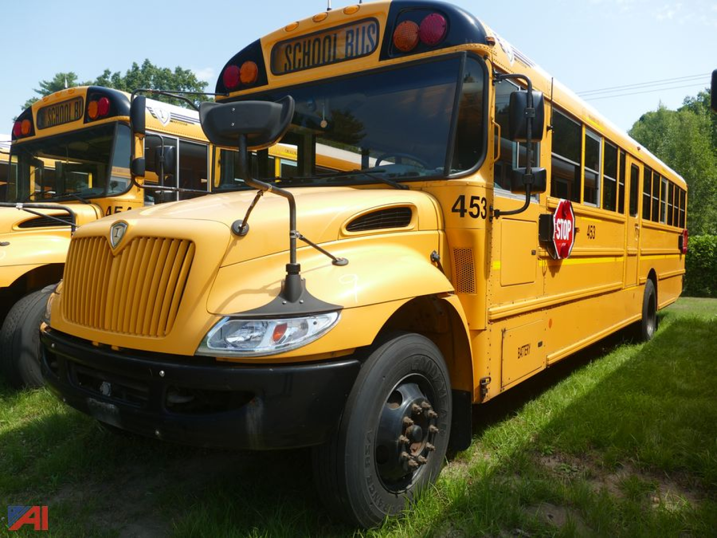 School bus 2019 International CE 3000 in-service orange/yellow body with Stop sign and School Bus signage