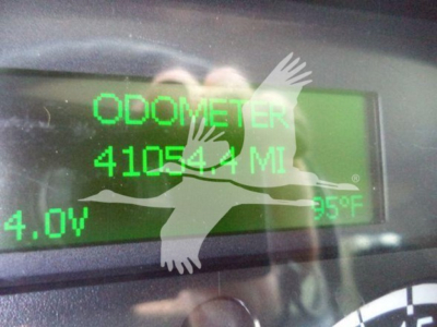 Odometer reading on Freightliner dash shows 41054.1 MI; 4.0V left; 95°F right; green text on digital display.