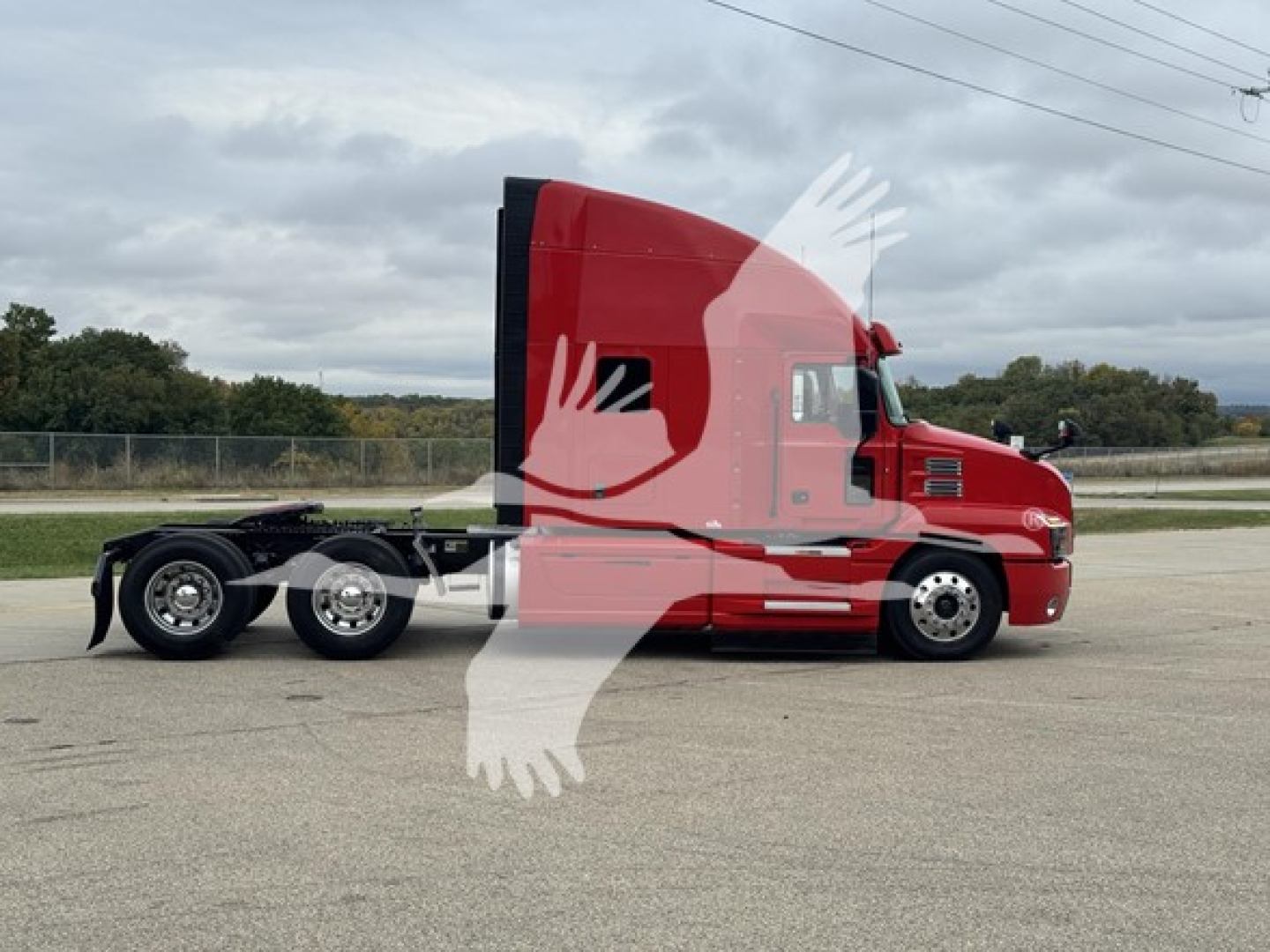 2019 Mack Anthem 64T truck side profile showing cab and chassis with red paint and sleeper cab, VIN 1M1AN4GY7KM009251, stock 2509124.