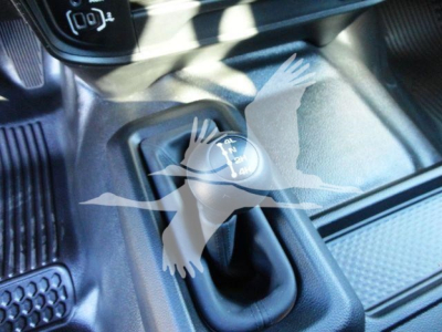 Gear shift lever and surrounding console area of a Ram 5500 vehicle showing knob and partial controls.