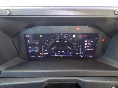 Dashboard display of a 2026 Mack PR64T64 showing digital gauge cluster, warning icons, and gear indicator in N position.