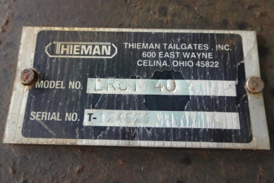 Thelieman brand plate on a truck component showing model no. LRST 40 and serial no. T-... (plate scales unreadable)
