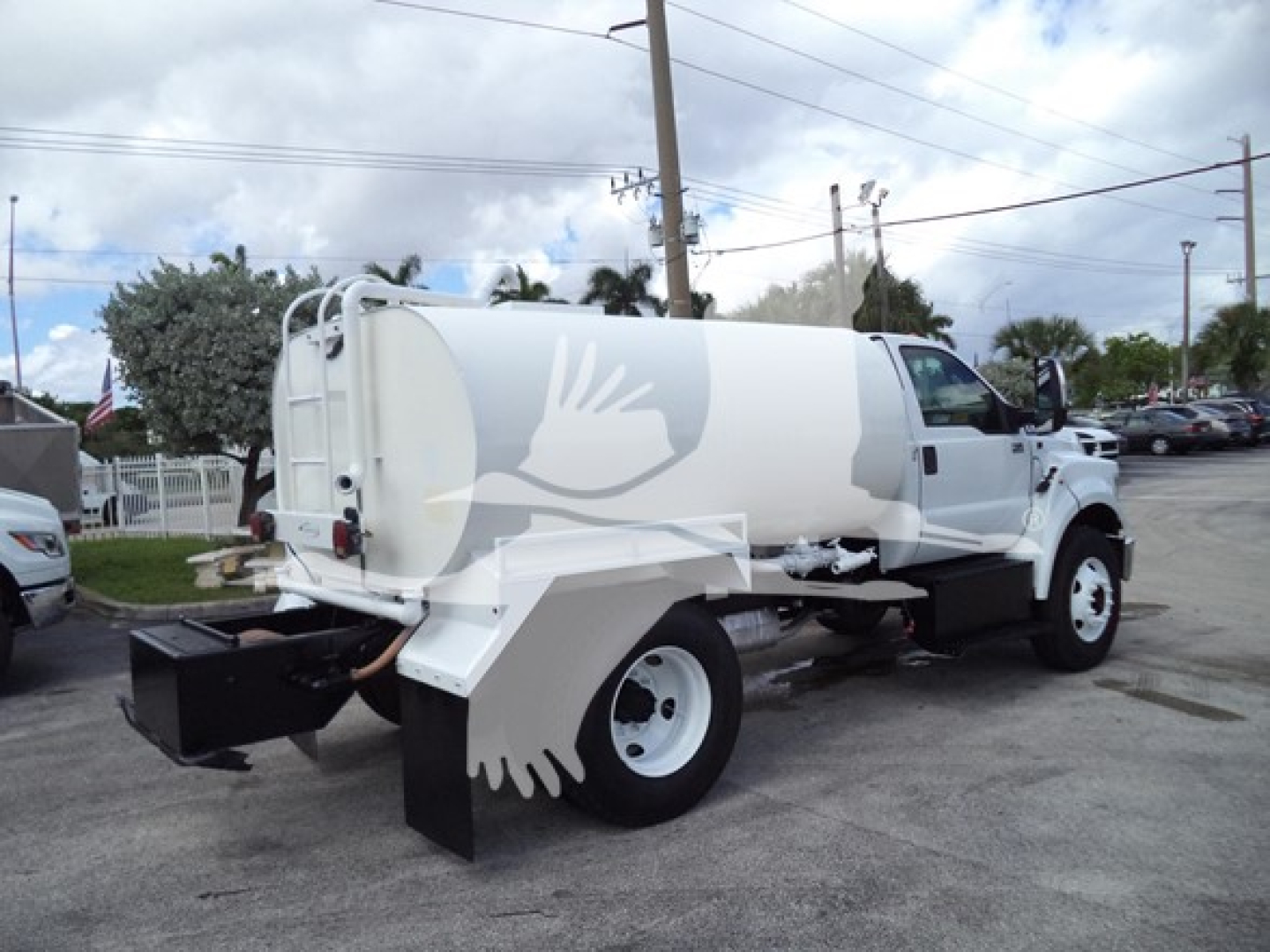 Ford F650 water truck (used) rear and side view showing tank and rear equipment