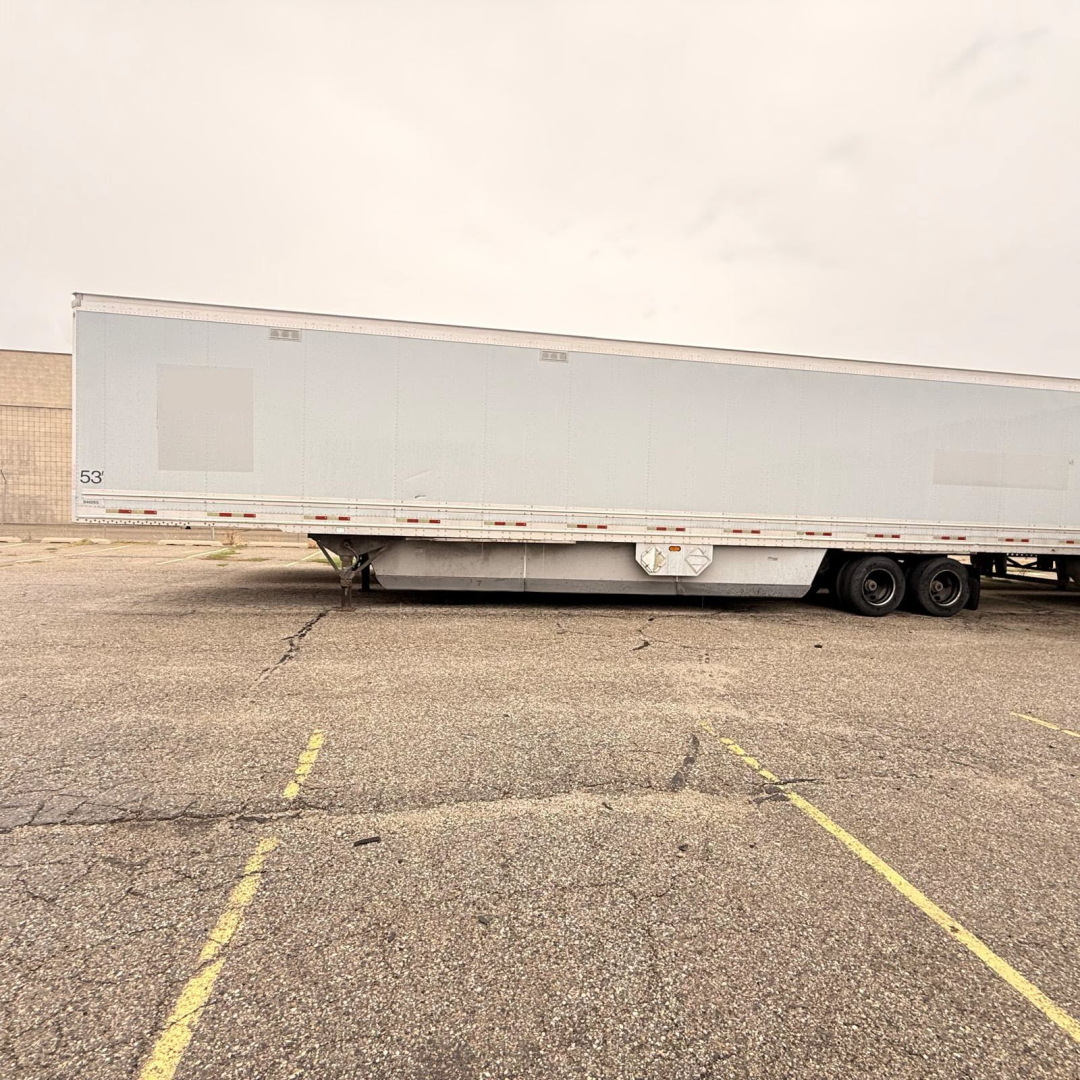 Great Dane 7441 SL dry van trailer side view showing trailer with under-mounted landing gear and rear wheels.