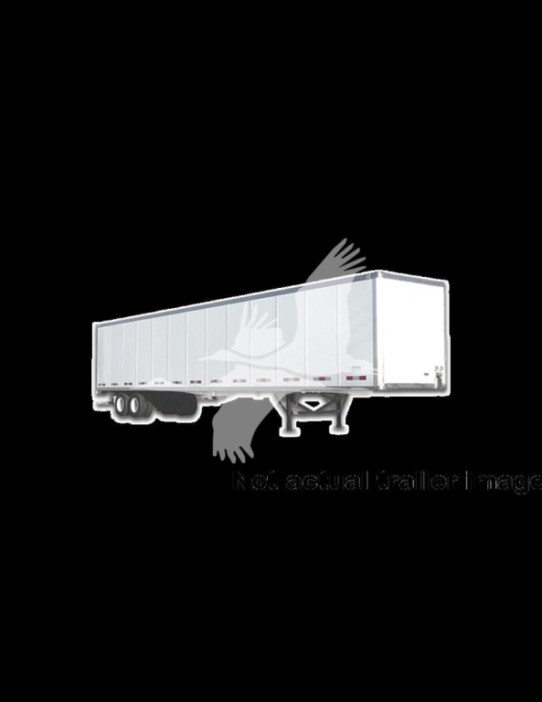 Trailer image showing a white utility trailer with a black background; no legible markings visible in the image.
