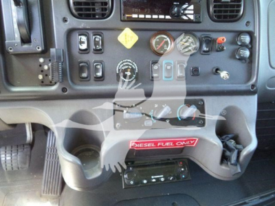 Dashboard of a 2019 Freightliner M2 106 cab showing gauges, switches, and a 'DIESEL FUEL ONLY' label on the lower panel.