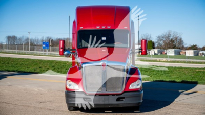 Kenworth T680 conventionally front view showing large grille and bumper
