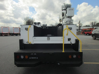Ford F-550 service/utility truck rear view showing utility bed and lifting equipment