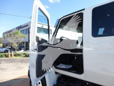 Truck cab with open door showing interior and stepsid MV607 stock photo overlaid watermark of a bird.