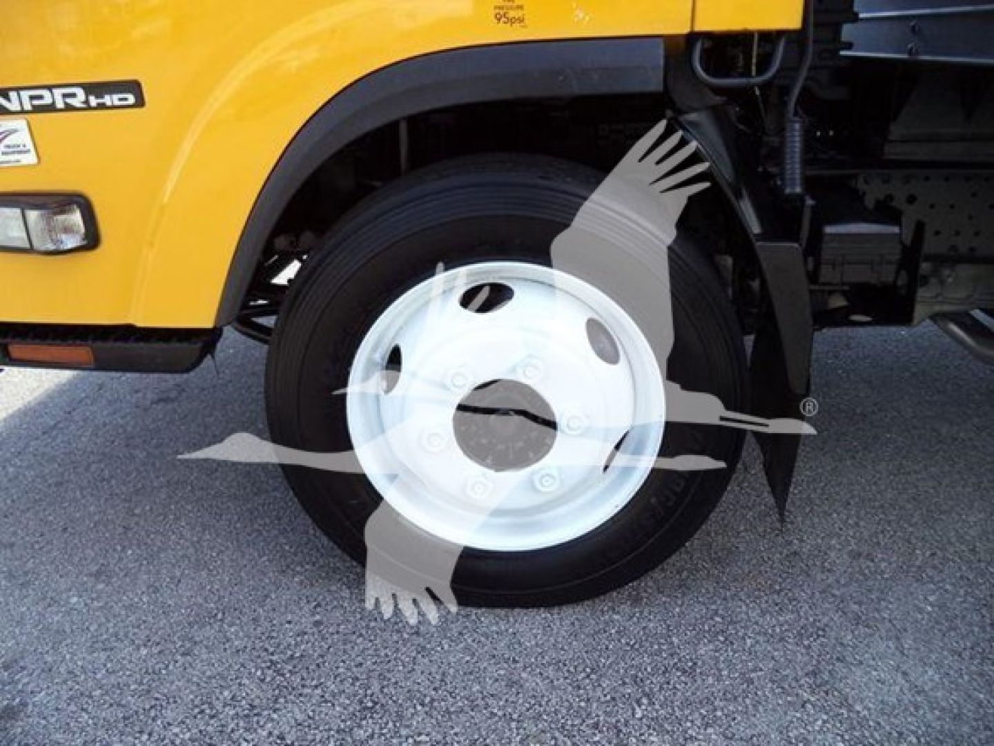 Isuzu NPR HD wheel area with partial front fender; visible text reads 'NPR Hd' near the front fender.