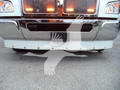 Kenworth truck front bumper and lower grille area with reflectors and chrome trim.