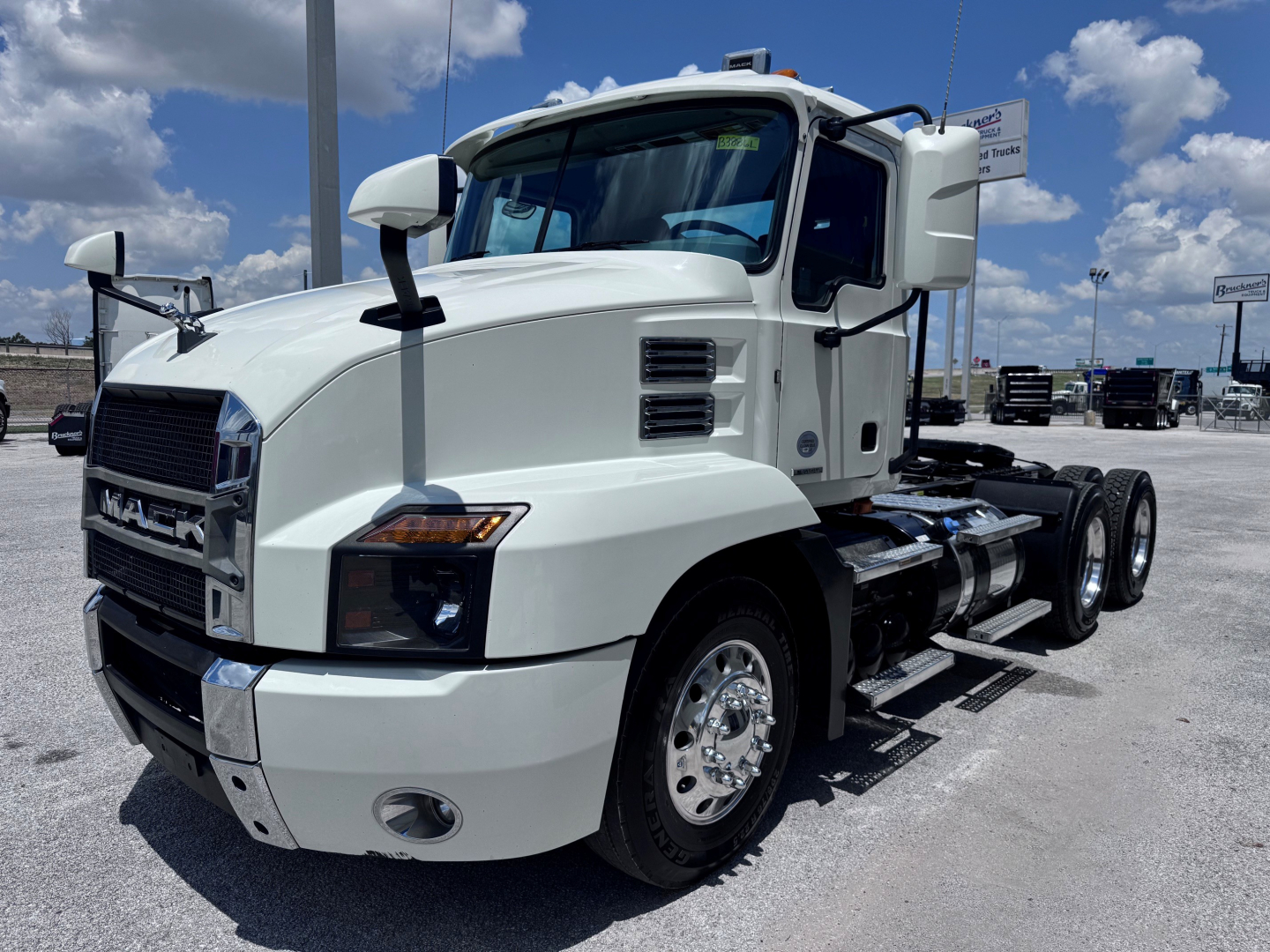 White 2020 Mack Anthem truck cab shown from front-left angle, daytime, with no visible text on body aside from the grill and side steps.