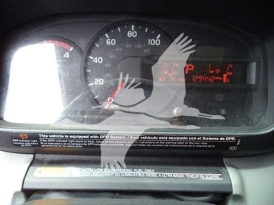 Dashboard of a 2020 Hino 195 refrigerated truck showing speedometer, digital display, and RPM gauge.