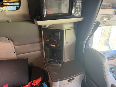 Microwave and cabinets