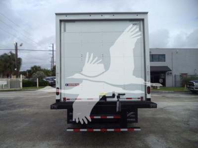 Box truck rear showing Morgan dry freight box with rear doors and black bumper, stock number 6500BOX.