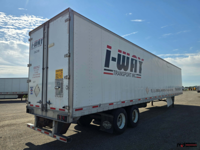 Utility 4000D-X 53' tandem dry van trailer showing I-WAY Transport logo on side, rear doors, and dual rear axle.