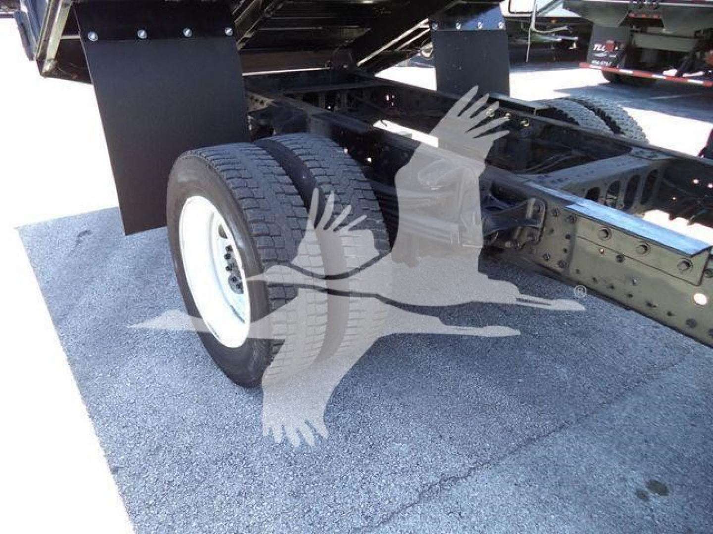 2020 Hino 195 dump truck chassis showing rear dual wheels and frame rails.