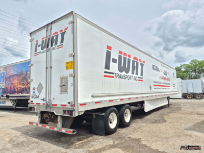Utility 53' dry van trailer showing i-Way Transport Inc branding on side and rear doors, tandem axle, VIN 1UYVS2539N7445755, used condition.
