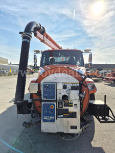 Front view of a 2017 Freightliner 114SD vacuum truck with rear-mounted pump and hoses, VIN 1FVHG3CY1HHHZ7753.