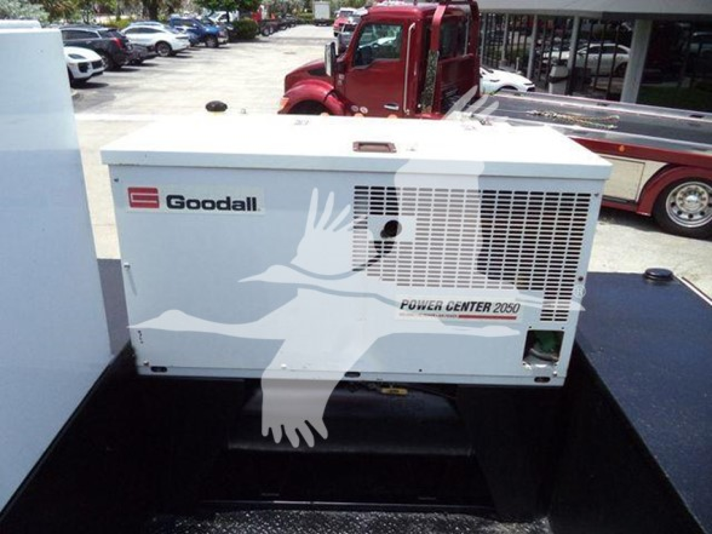 Goodall Power Center 2050 generator mounted on truck bed showing branding and vents.