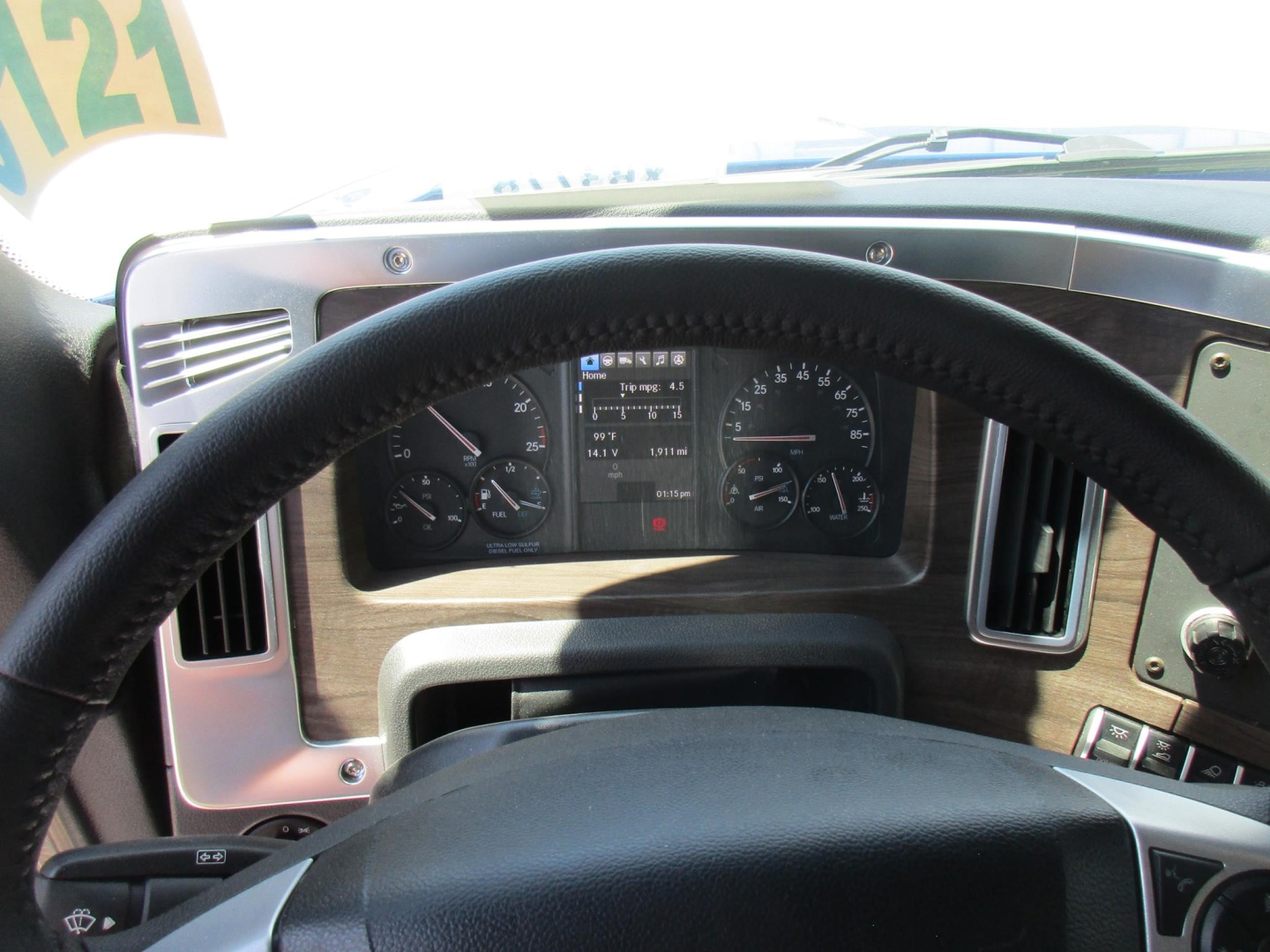 West Star 49X dash view showing steering wheel and instrument cluster in cab interior