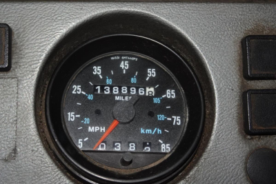 Mack RD688S gauge cluster with odometer reading 138,896 miles in dashboard panel.