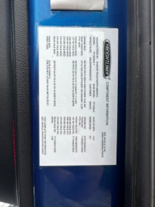 Freightliner Cascadia 126 door sticker with conformity information and various numbers; includes phrases like Freightliner, conformity information, and small printed text listing specifications.
