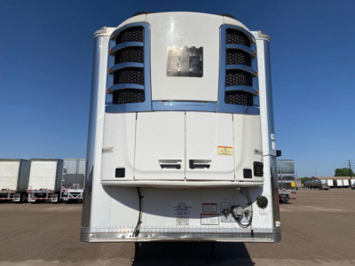 Great Dane reefer trailer rear view showing cooling unit and access doors