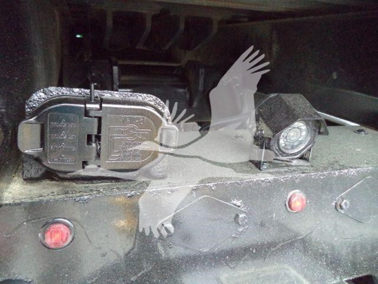 Ford Peterbilt 348 rollback truck fuel/air system with inline coupling and cap showing label text