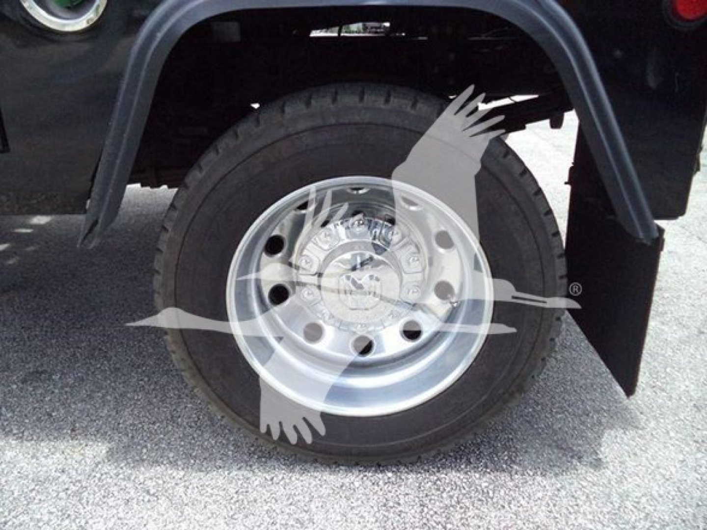 Ram 4500 wheel and tire setup with fender and wheel cover visible.