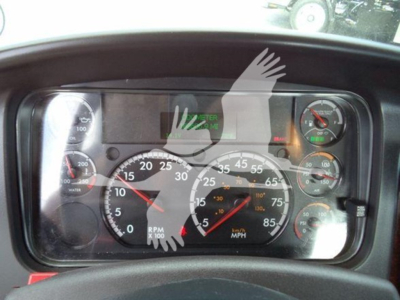 Dashboard of a 2019 Freightliner Business Class M2 106 showing instrument cluster with RPM, speedometer, and gauges.