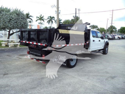 2018 Ford F550 XL dump truck rear left side showing dump bed and tires