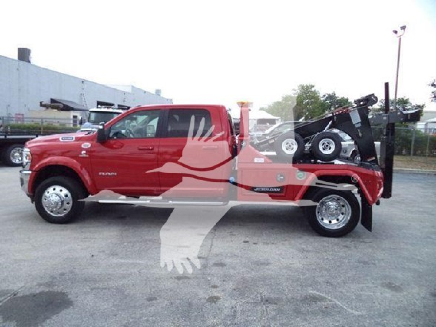 Ram pickup truck with a red color, displaying a winch category, side view, VIN 3C7WRNEL3RG240123 visible in listing.
