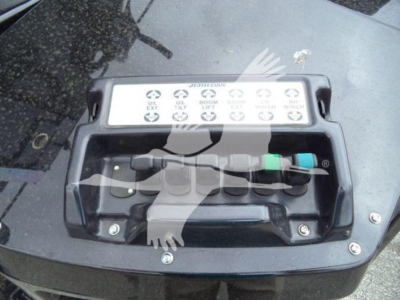 Winch control panel on Freightliner M2 106 with labeled levers and color-coded grips.