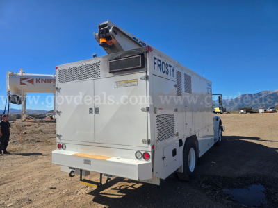 Freightliner service truck rear view showing Frosty X air intake and utility compartments