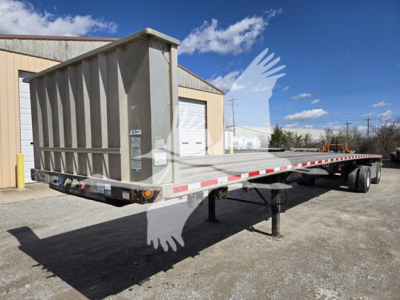 Flatbed trailer with upright dump bed and tandem axle, Fontaine Infinity 2019, VIN 13N148208K1533355, stock 7544, empty and ready.