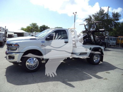 Ram 4500 truck with front cab, winch equipment, and hydraulic crane in-service showing VIN 3C7WRKAL0TG217748 and stock J17748.