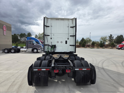 Truck tractor rear view showing fifth wheel area and back of cab withInternational LT625